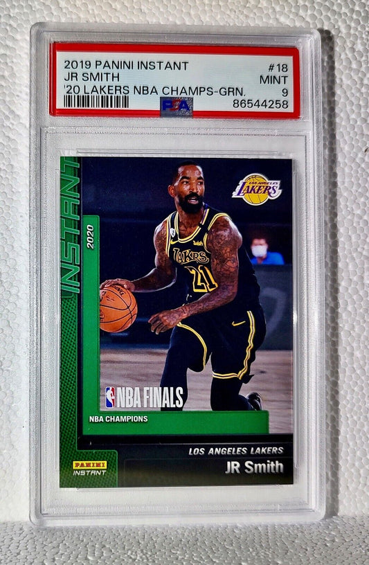 JR Smith 2020 Panini LA Lakers NBA Champions #18 Green Card 10/10 PSA 9 Mint