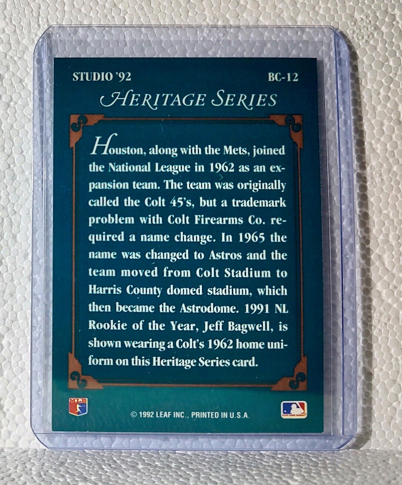 Jeff Bagwell 1992 Leaf MLB #BC-12 Heritage Series Baseball Card Houston Astros