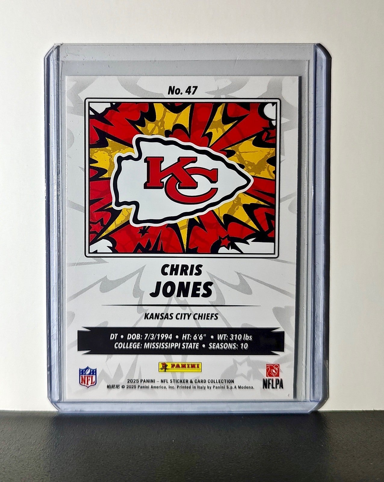 Chris Jones 2025 Panini NFL #47 Sticker Card Kansas City Chiefs