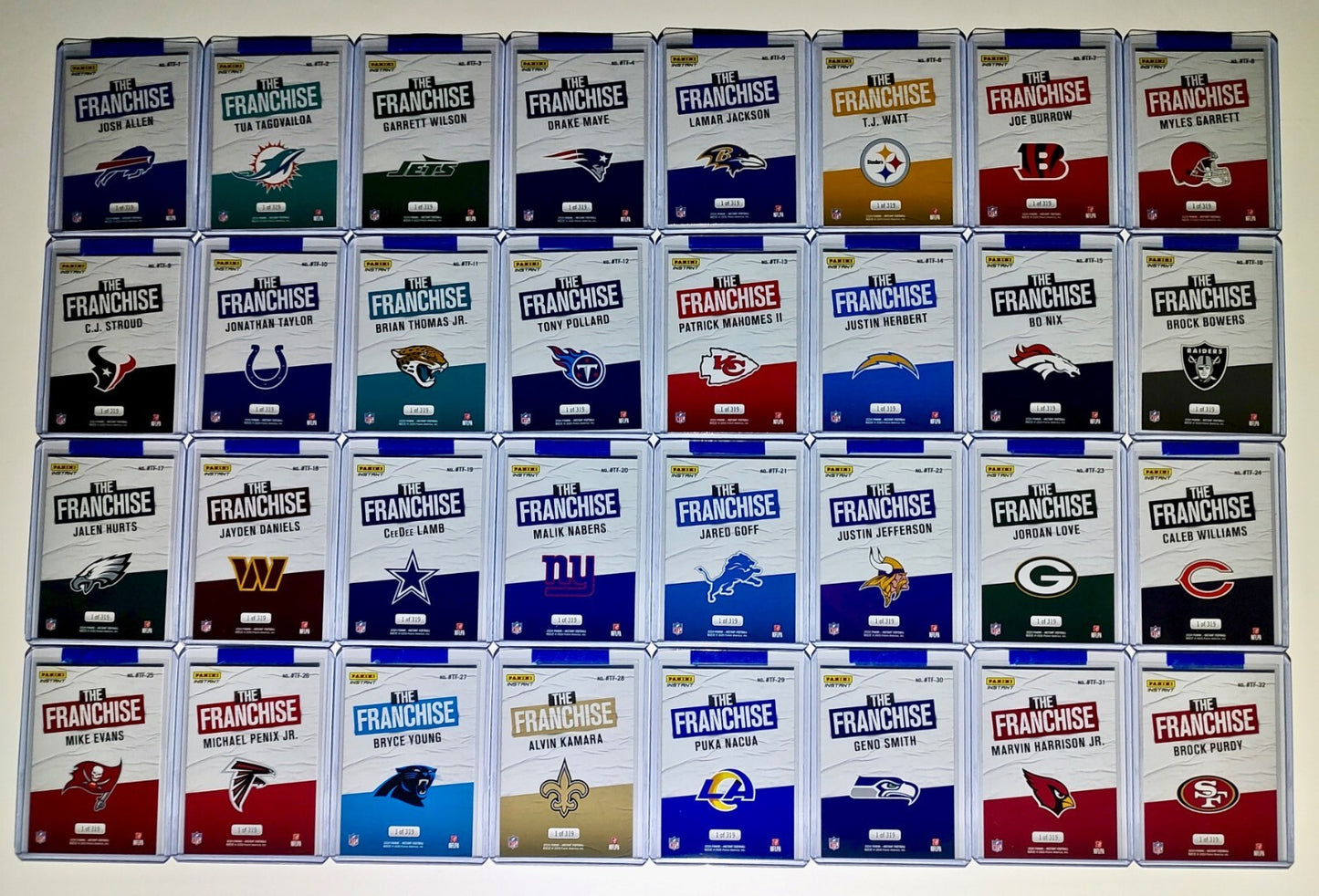 2024 Panini Instant NFL The Franchise Complete 32 Card Football Set 1 of 319