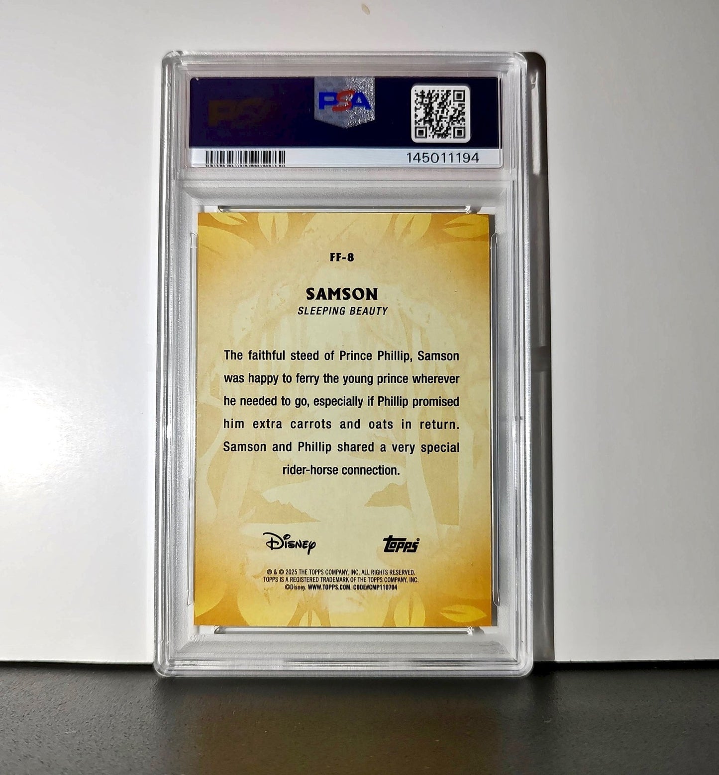 Samson 2025 Topps Disney #FF-8 Furry Friends Card Sleeping Beauty PSA 9 MT