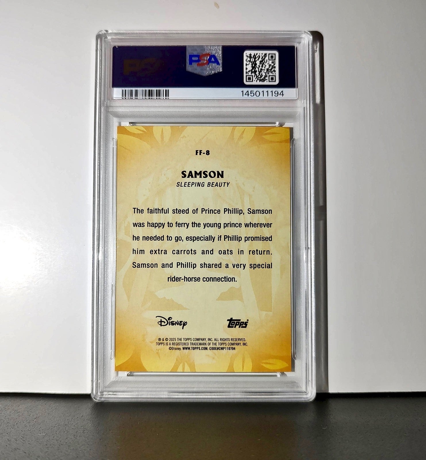 Samson 2025 Topps Disney #FF-8 Furry Friends Card Sleeping Beauty PSA 9 MT