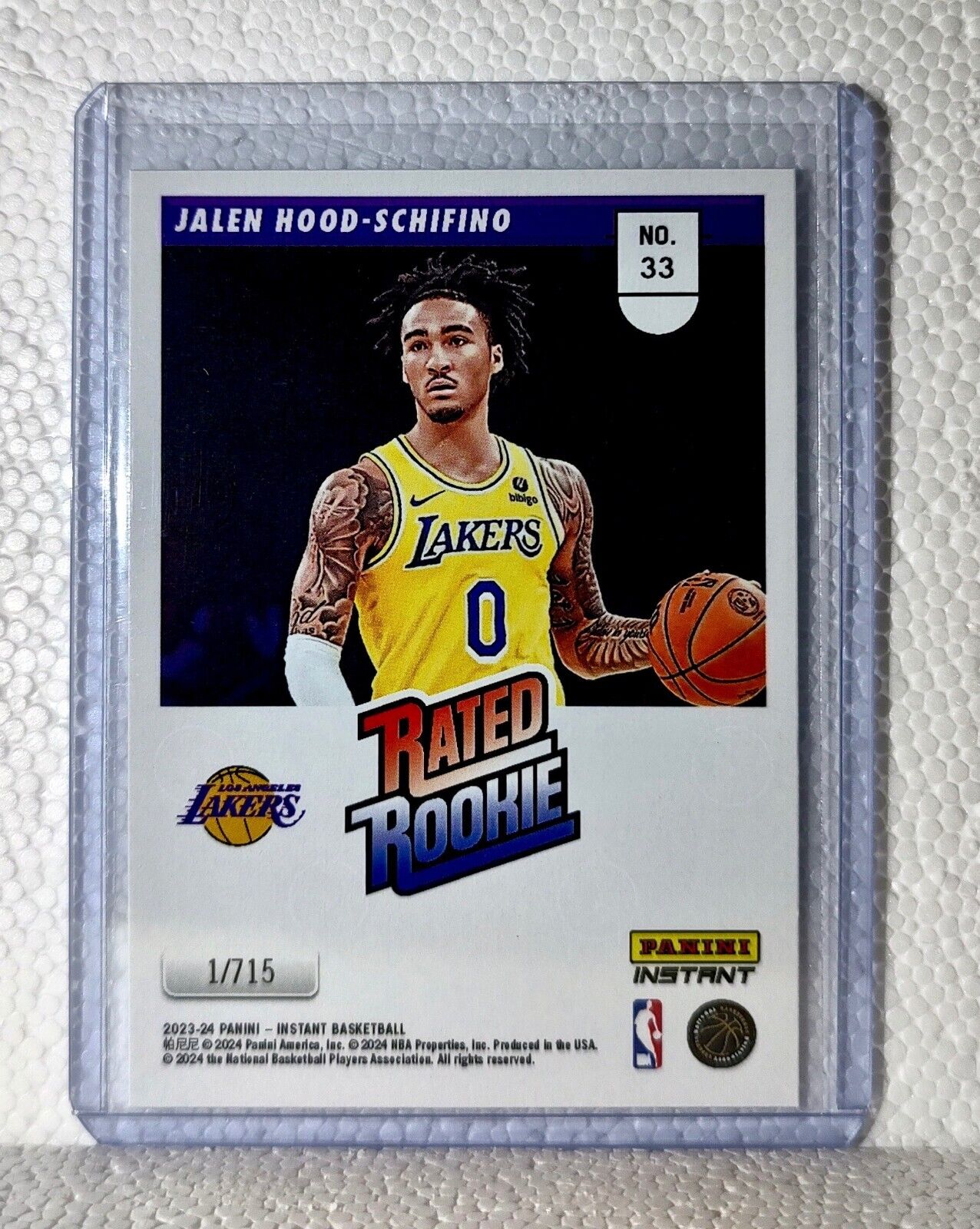 Jalen Hood-Schifino 2023-24 Panini NBA #33 Rated Rookie Retro Card Lakers 1/715