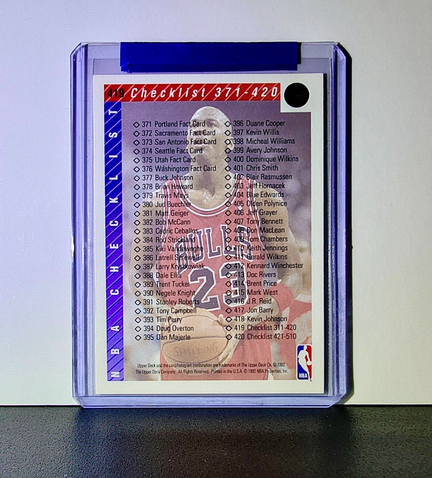 Michael Jordan 1992-93 Upper Deck Checklist #419 Basketball Card Chicago Bulls
