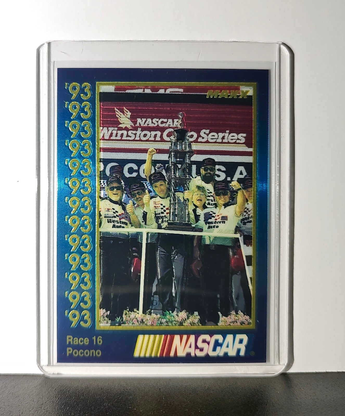 Race 16 Pocono YR 1993 Maxx Premier Plus Racing #195 NASCAR Card DARWAL Inc.