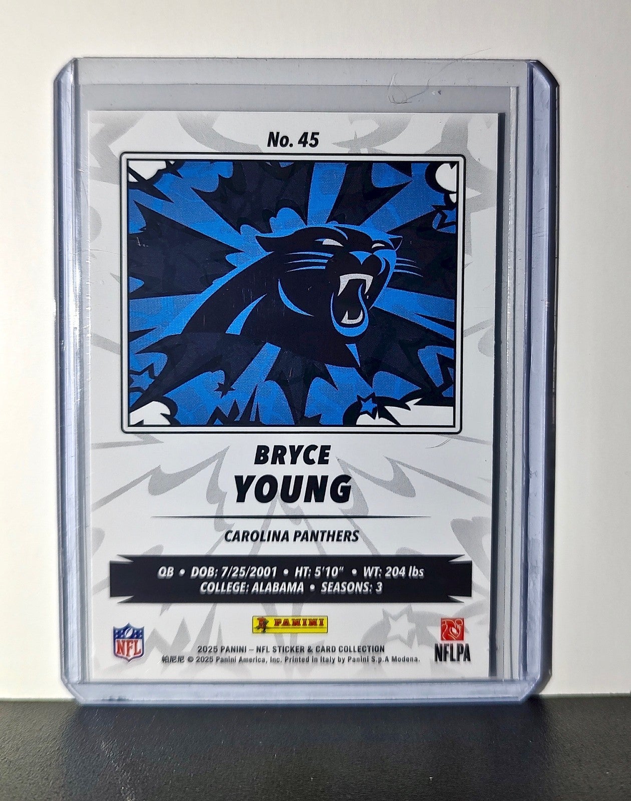 Bryce Young 2025 Panini NFL #45 Foil Sticker Card Carolina Panthers