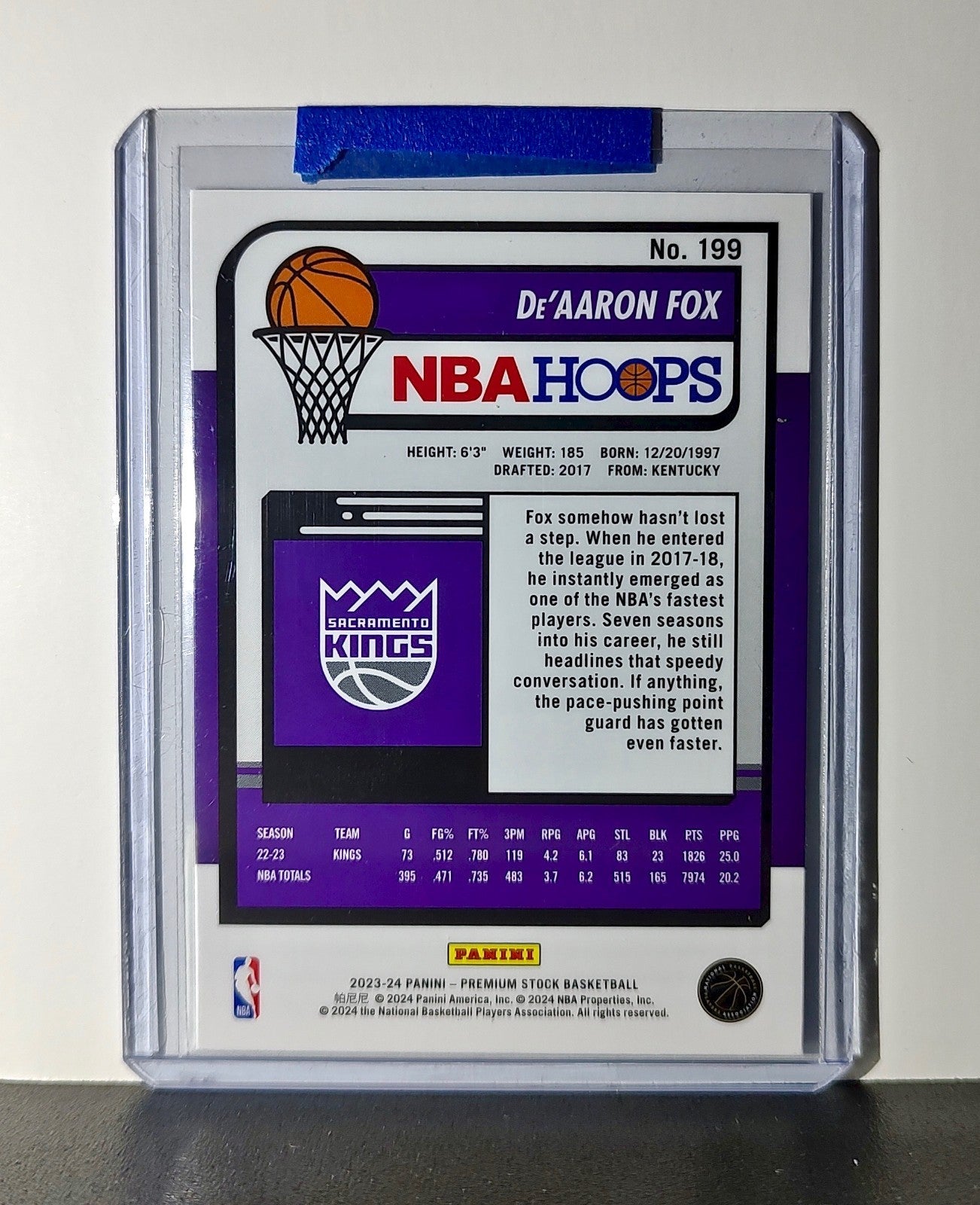 De’Aaron Fox 2023-24 Panini Premium Stock NBA Hoops #199 Prizm Sacramento Kings