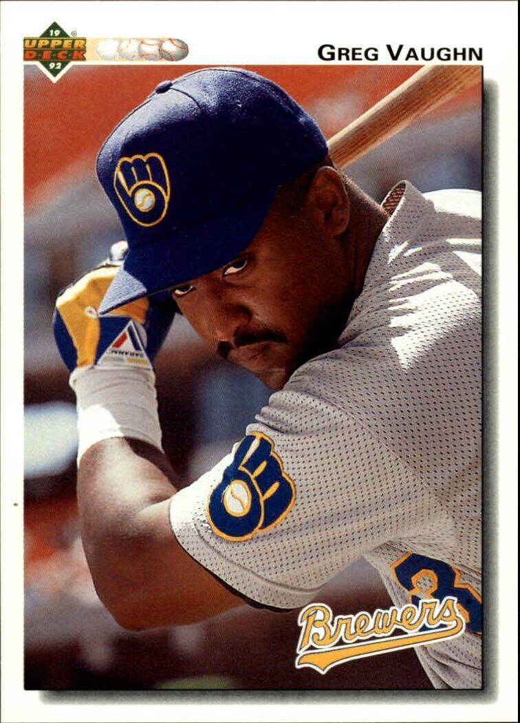 Greg Vaughn 1992 Upper Deck MLB #232 Baseball Card Milwaukee Brewers