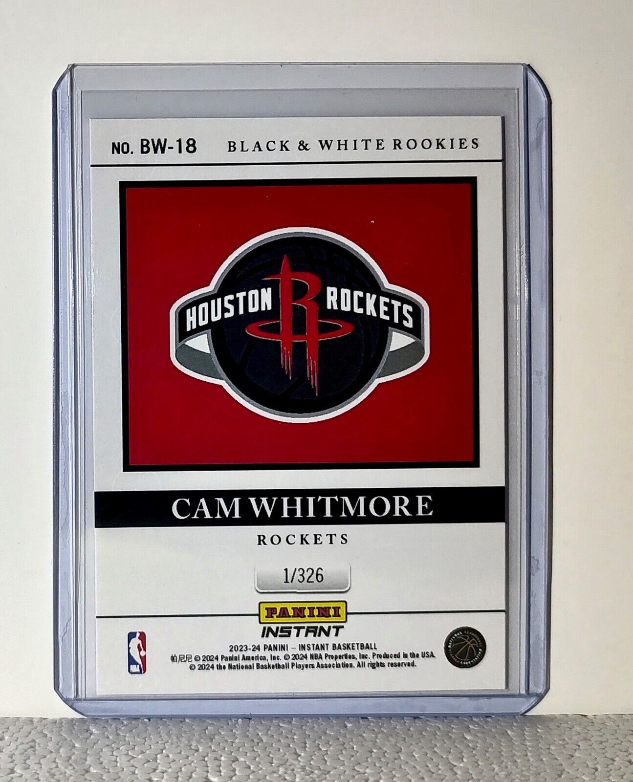 Cam Whitmore 2023-24 Panini NBA #18 Black and White Rookies Card 1/326