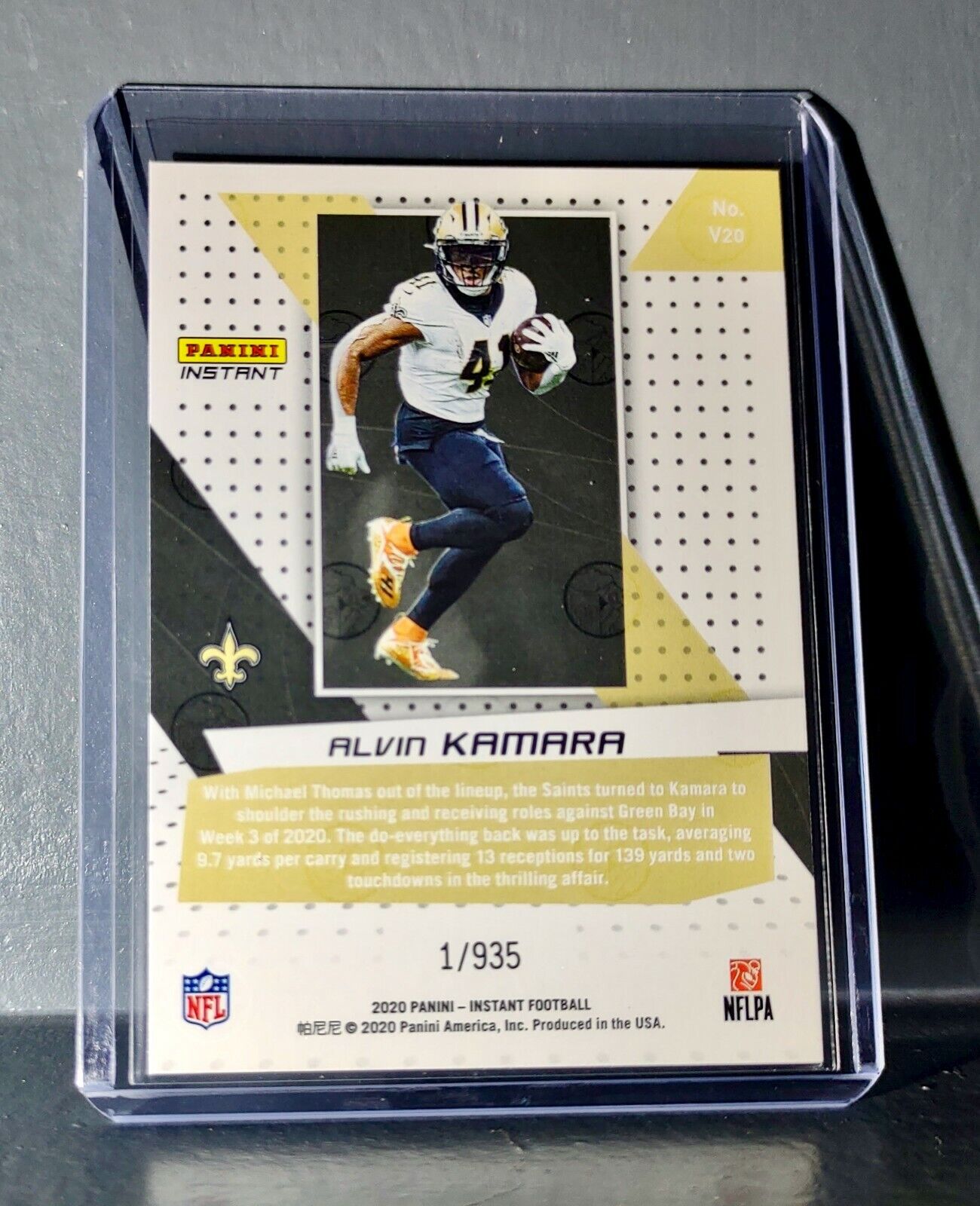 Alvin Kamara 2020 Panini NFL Instant Vortex #20 Football Card 1/935