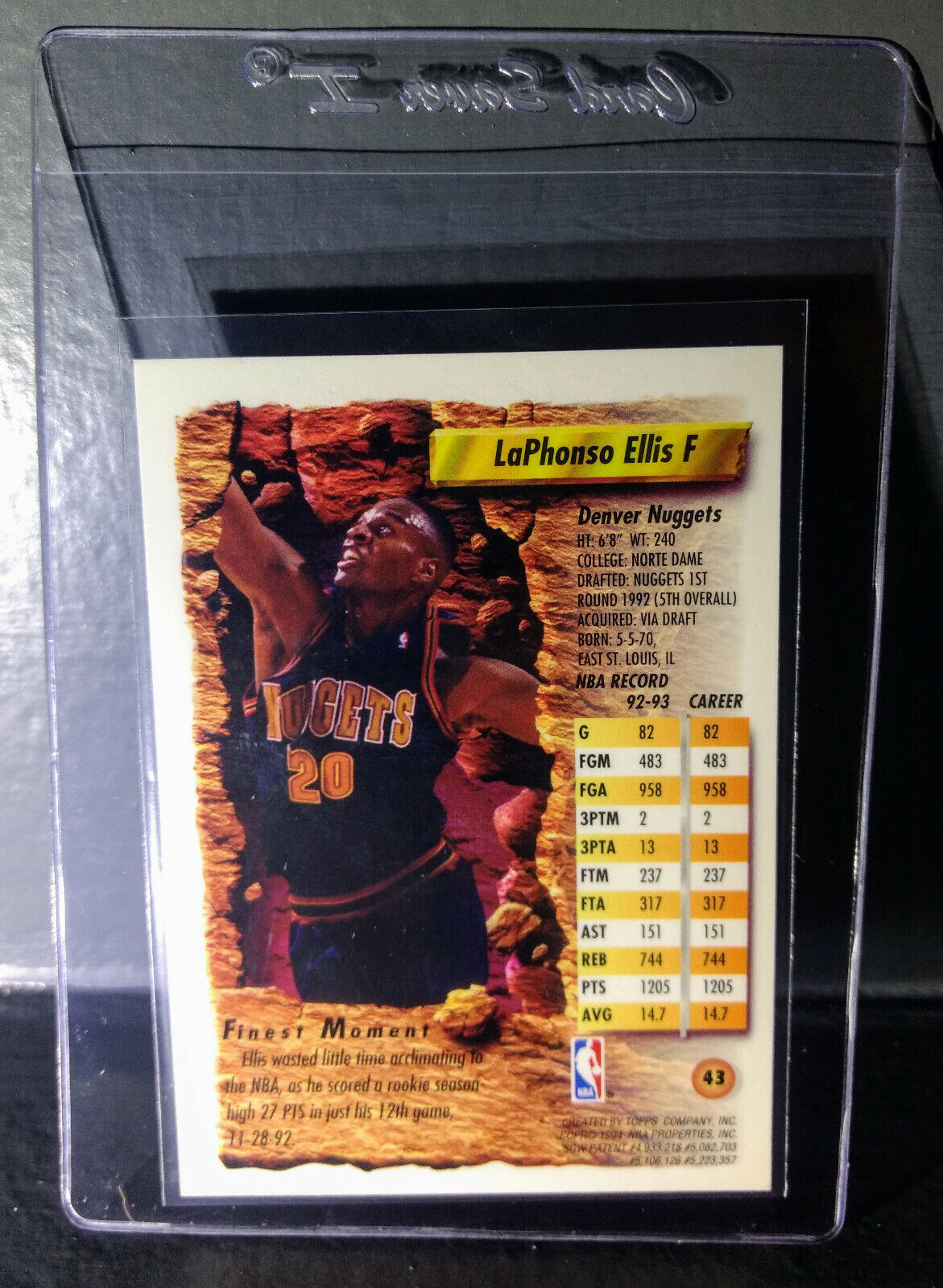 1993-94 Topps Finest LaPhonso Ellis #43 Basketball Card