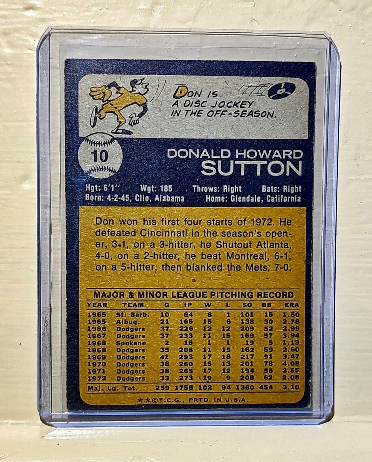 Don Sutton 1973 Topps MLB #10 Baseball Card Los Angeles Dodgers