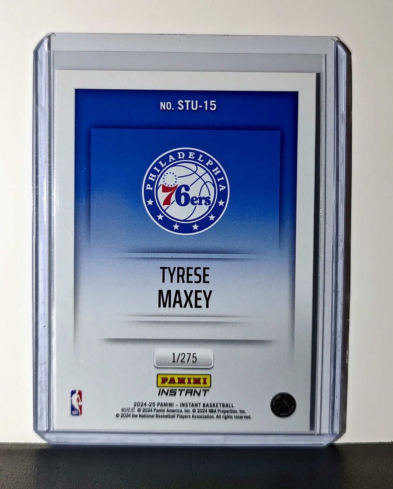 Tyrese Maxey 2024-25 Panini NBA Studio #15 Card Philadelphia 76ers 1/275