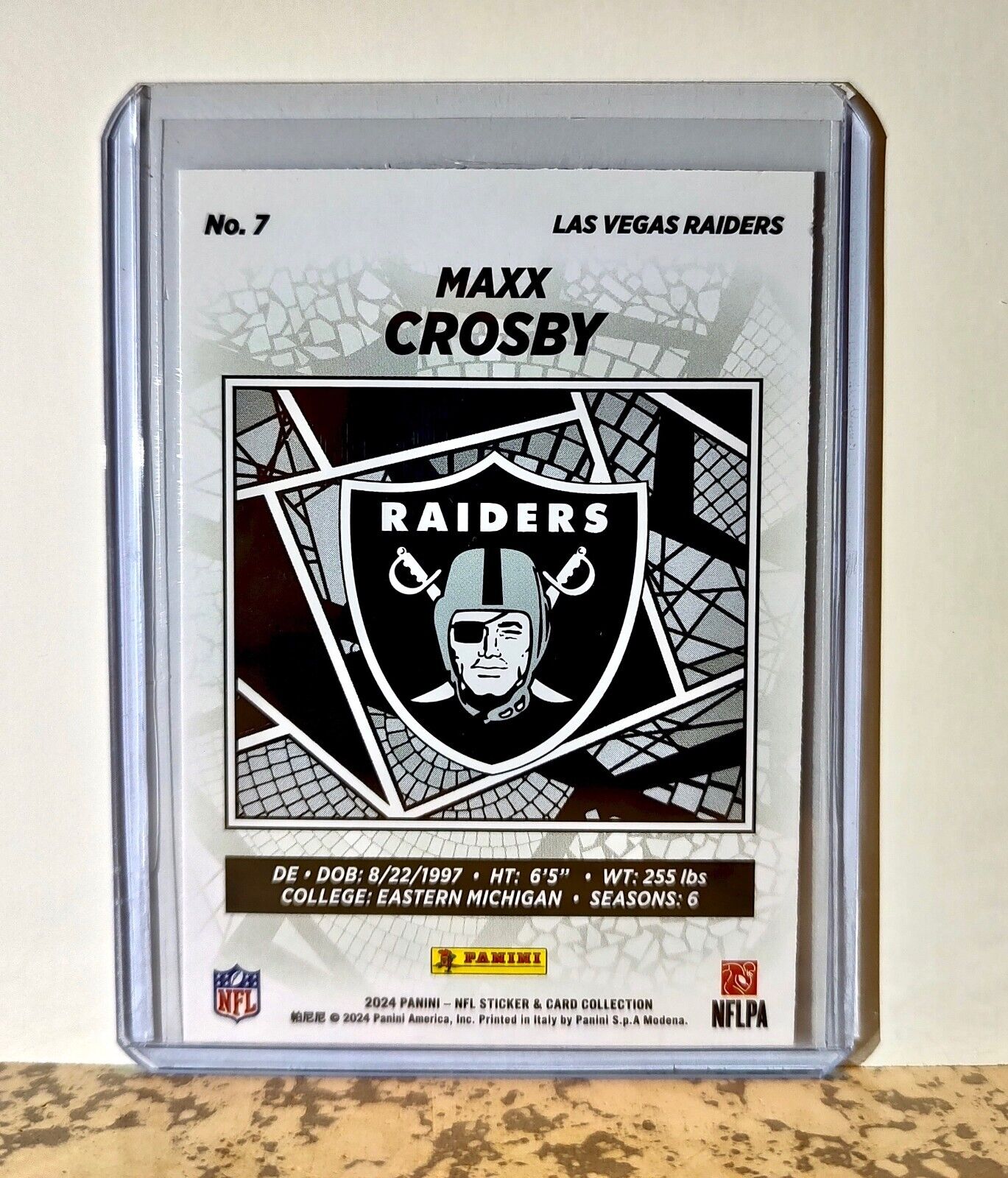 Maxx Crosby 2024 Panini NFL #7 Silver Foil Sticker Card Las Vegas Raiders