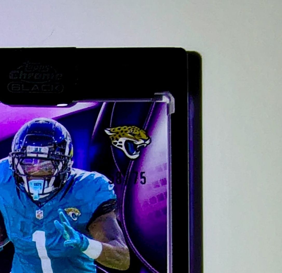 Travis Etienne Jr. 2025 NFL Topps Chrome Black #AU-TE Purple Refractor 58/75