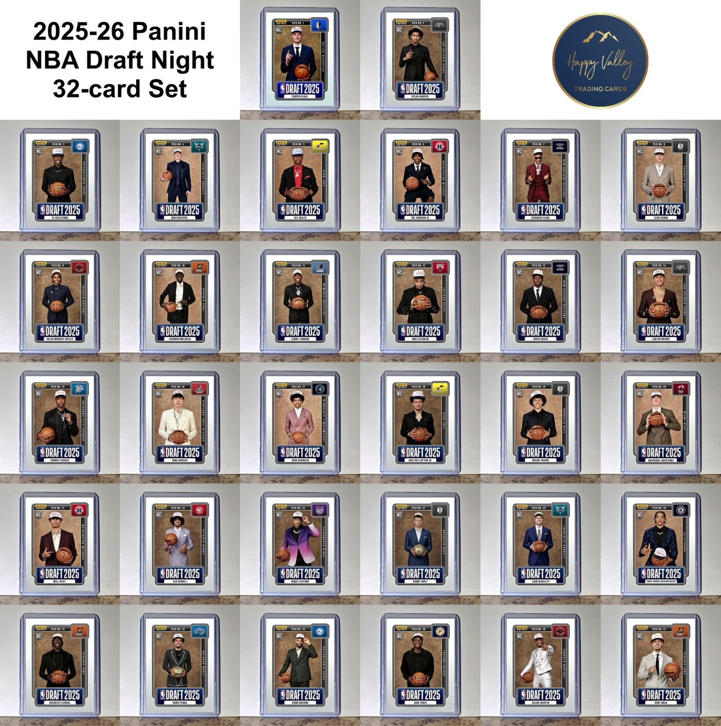 2025-26 Panini Instant NBA Draft Night Complete 32 Card Basketball Set