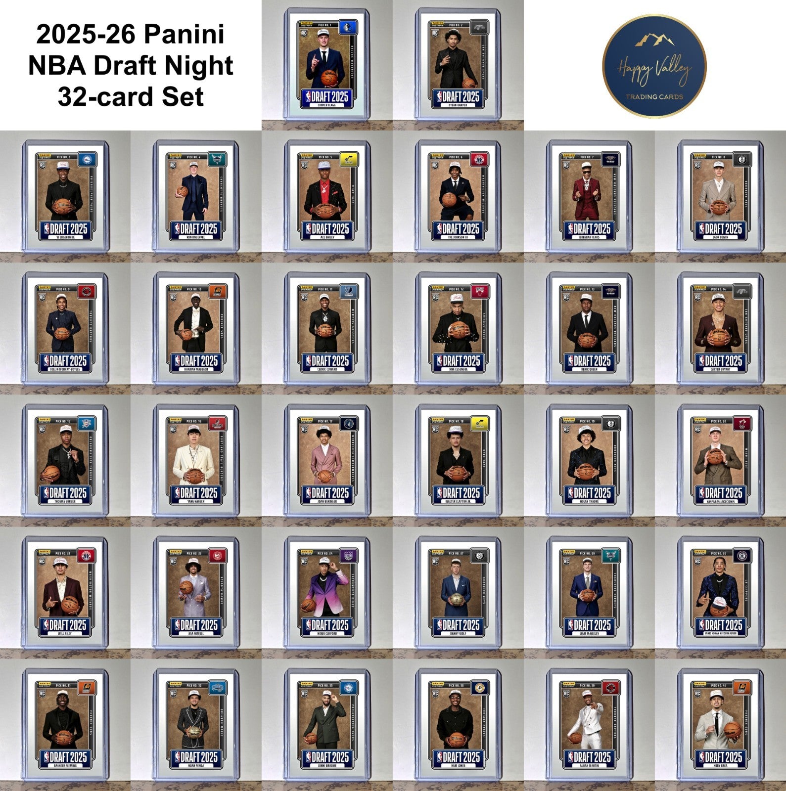 2025-26 Panini Instant NBA Draft Night Complete 32 Card Basketball Set