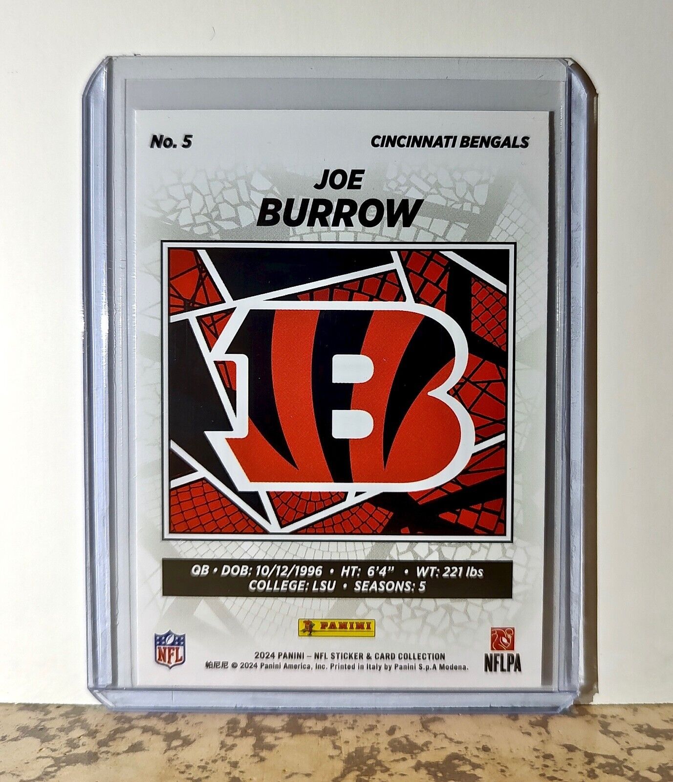 Joe Burrow 2024 Panini NFL #5 Sticker Card Cincinnati Bengals