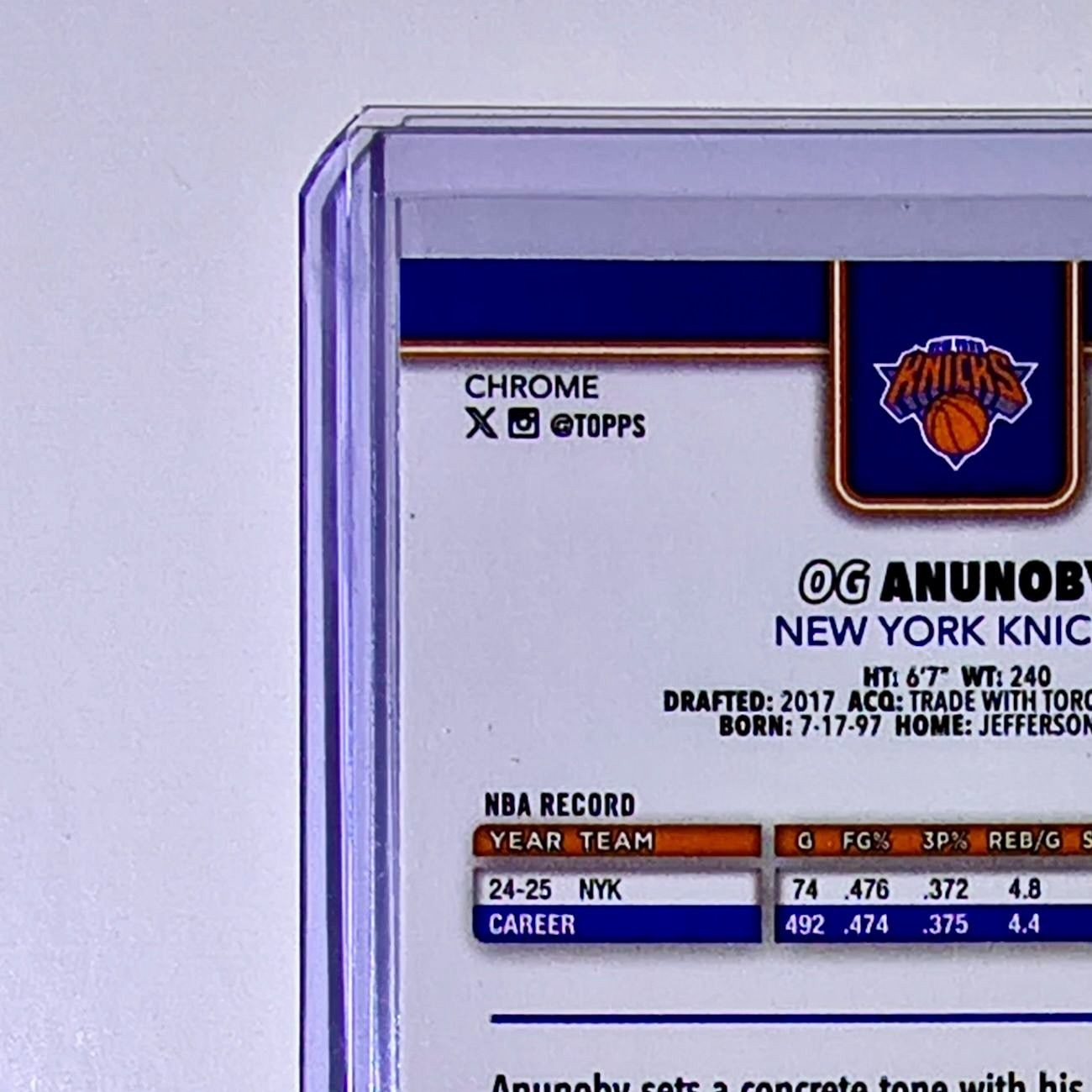 OG Anunoby 2025-26 NBA Topps Chrome Update #43 Basketball Card New York Knicks