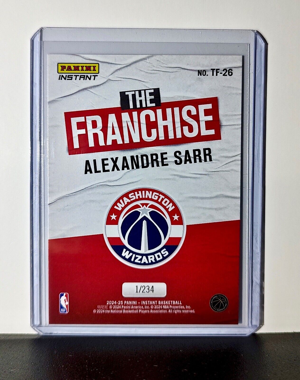 Alexandre Sarr 2024-25 Panini The Franchise NBA #26 Rookie Card Wizards 1/234