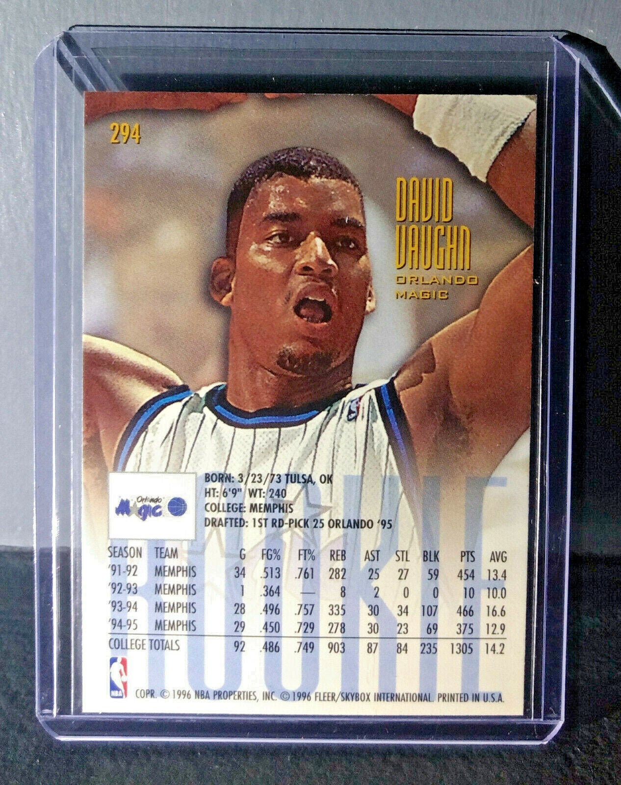 1995-96 David Vaughn #294 Fleer Ultra Rookie Basketball Card