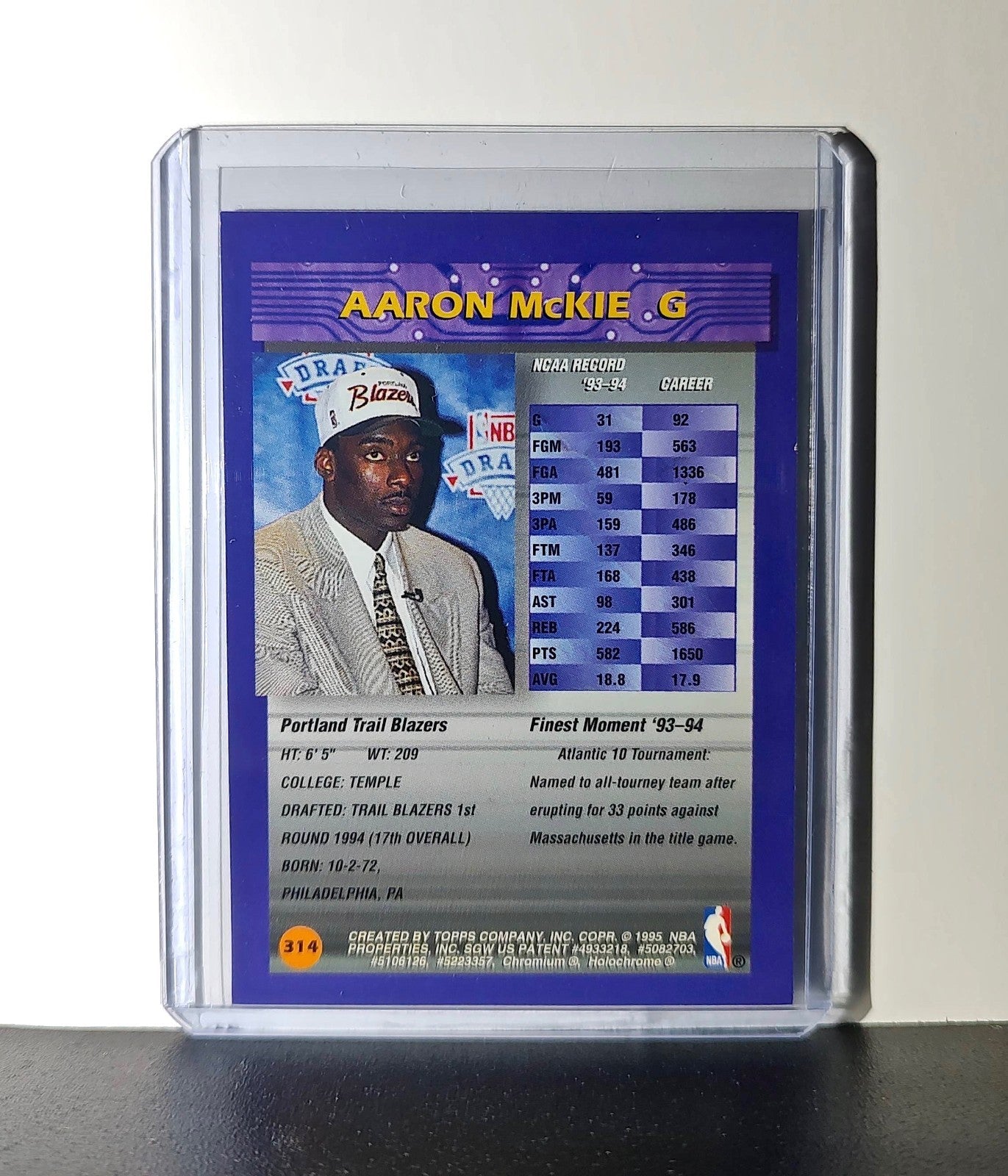 Aaron McKie Rookie 1994-95 Topps Finest #314 Card