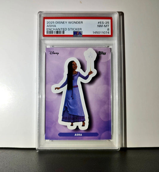 Asha 2025 Topps Disney #ES-25 Enchanted Sticker Card Wish PSA 8