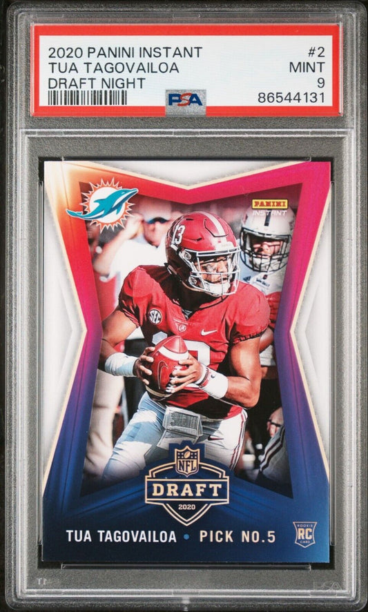 Tua Tagovailoa 2020 Panini NFL Instant Draft Night #2 Rookie Card PSA 9 Mint