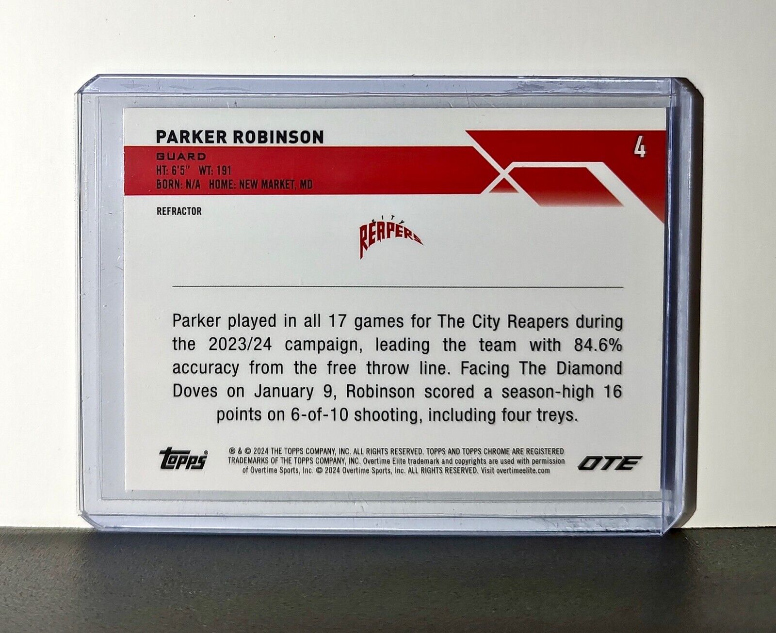 Parker Robinson Rookie Refractor 2023-24 Topps Chrome Overtime #4 City Reapers