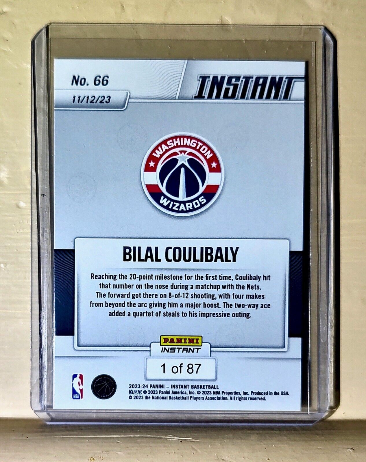 Bilal Coulibaly 2023-24 Panini #66 NBA Rookie Basketball Card Wizards 1 of 87