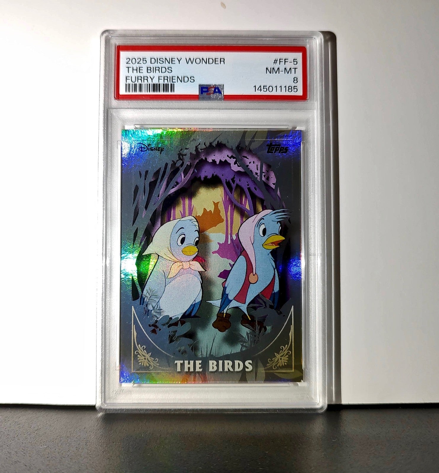 The Birds 2025 Topps Disney #FF-5 Furry Friends Card Cinderella PSA 8