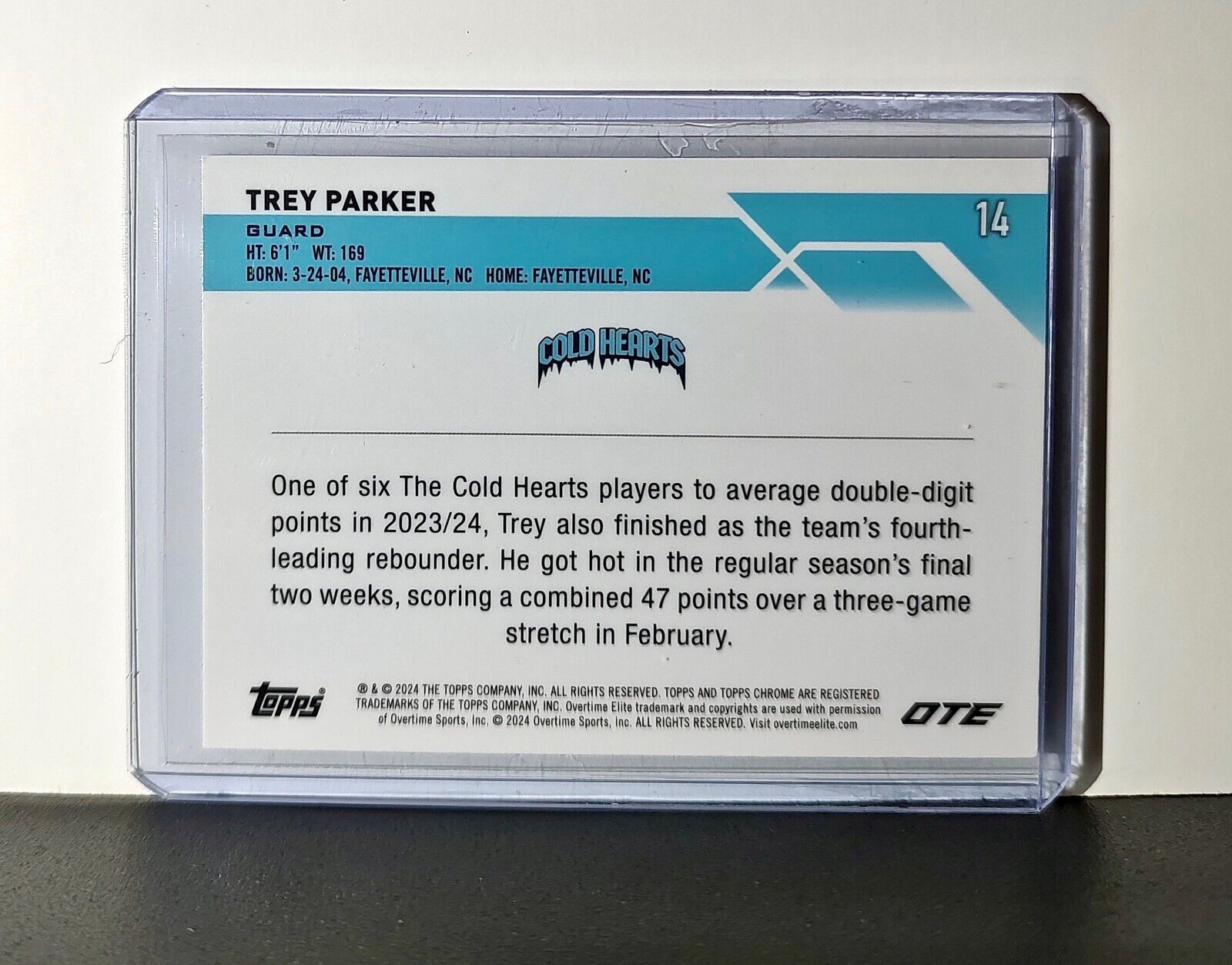 Trey Parker 2023-24 Topps Chrome Overtime #14 Card Cold Hearts