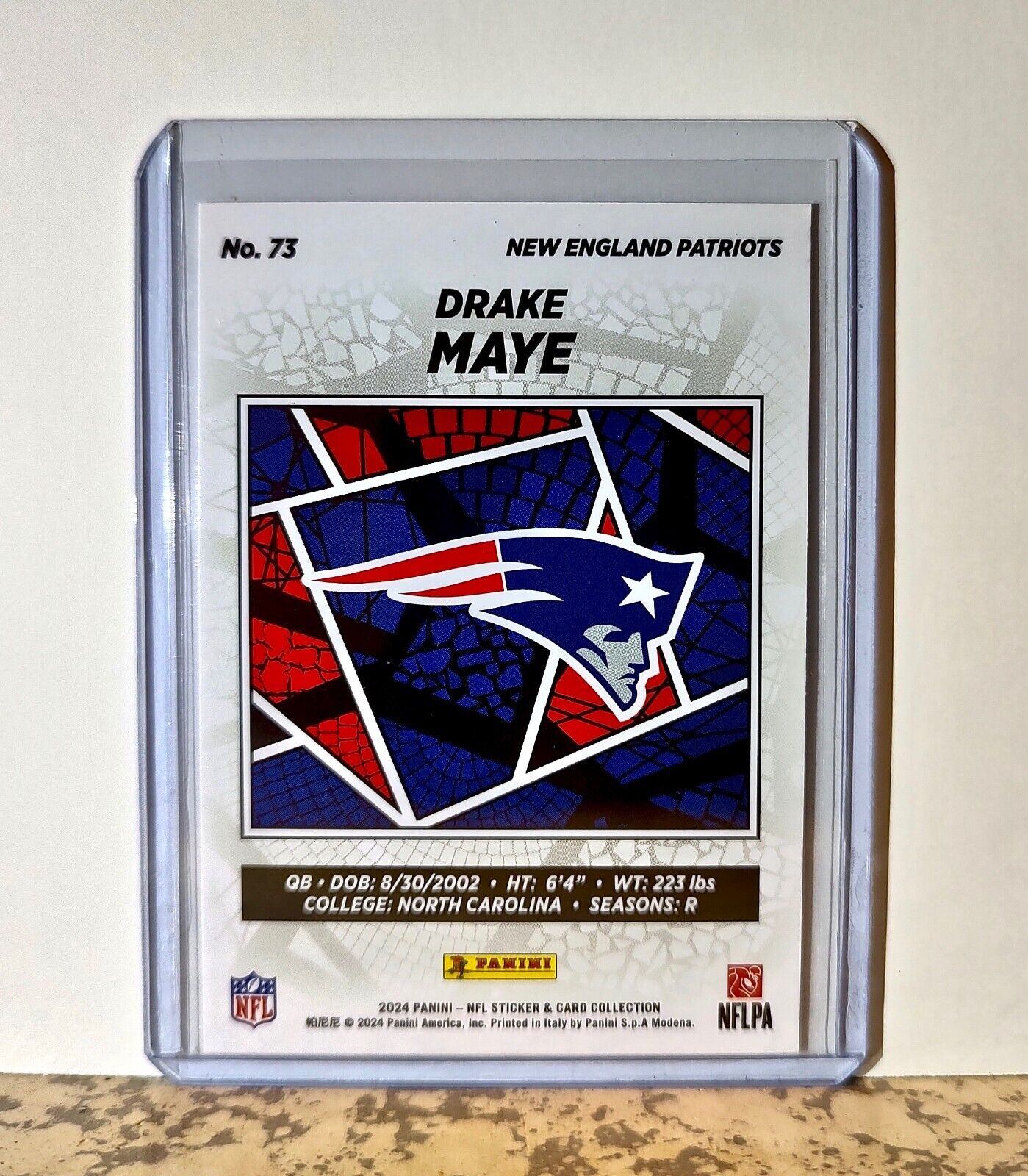 Drake Maye 2024 Panini NFL #73 Rookie Sticker Card New England Patriots