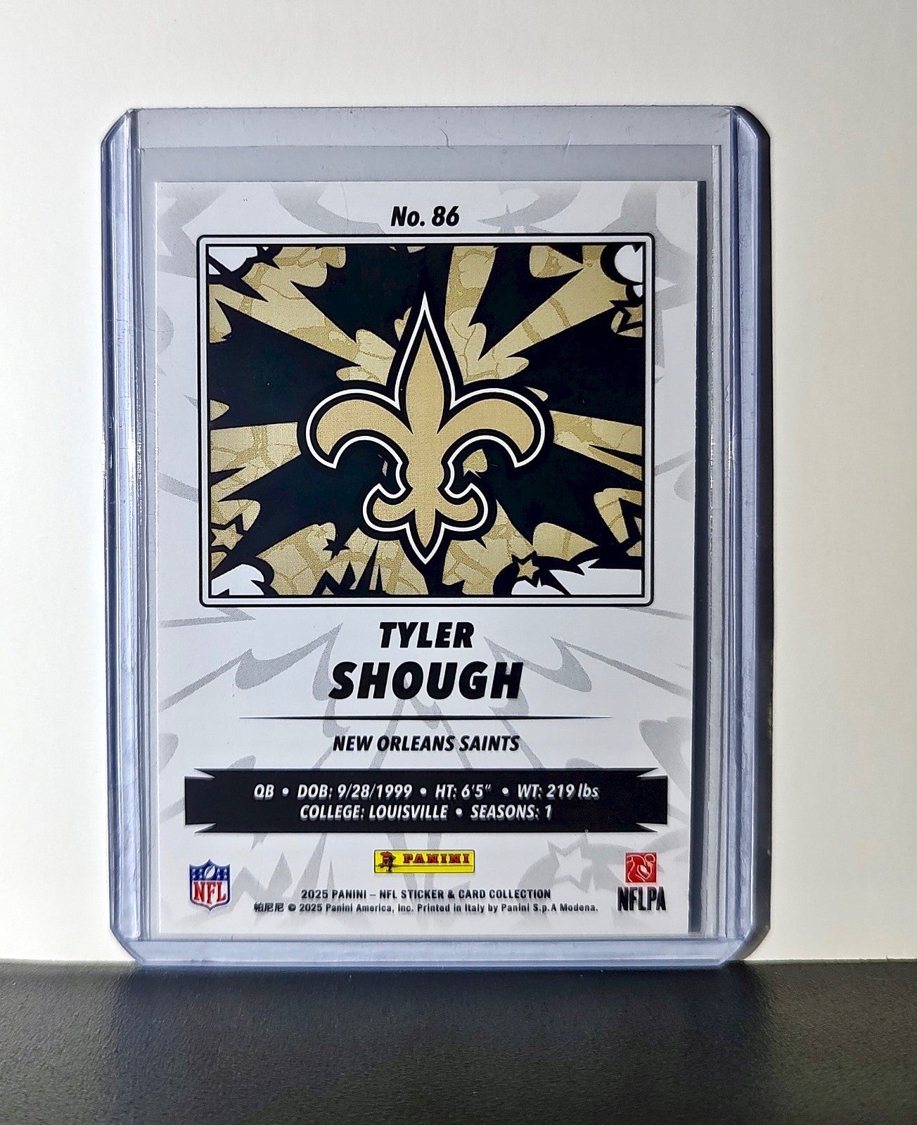 Tyler Shough Rookie 2025 Panini NFL #86 Sticker Card New Orleans Saints