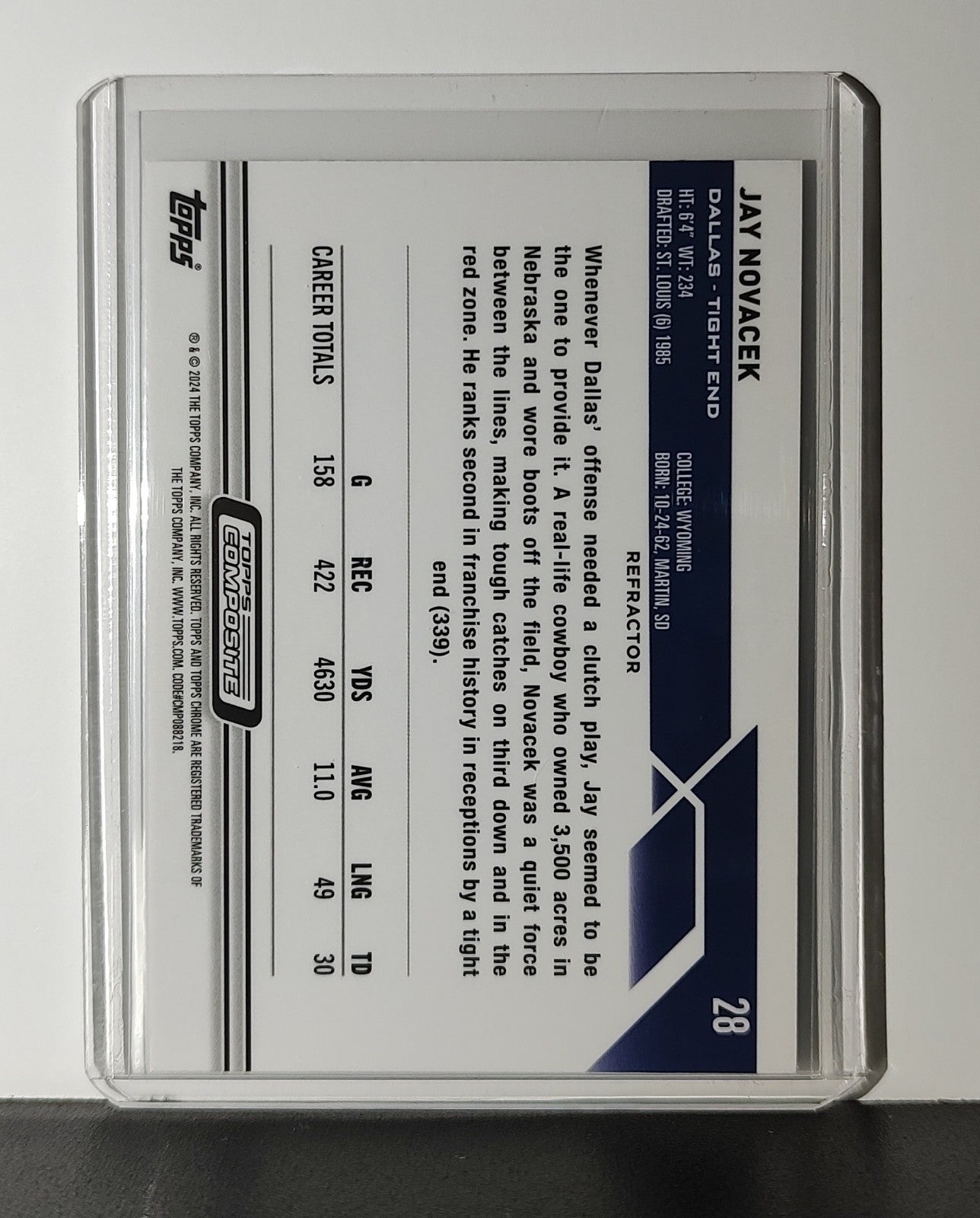 Jay Novacek 2023 Topps Chrome NFL #28 Refractor Card Dallas Cowboys