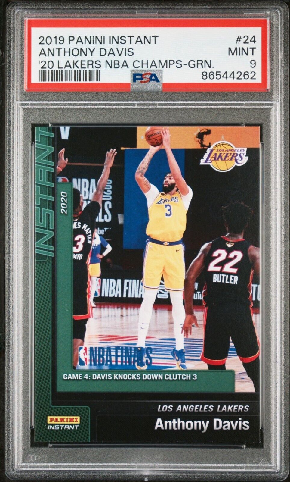 Anthony Davis 2020 Panini Lakers NBA Champions #24 Green Card 10/10 PSA 9 Mint