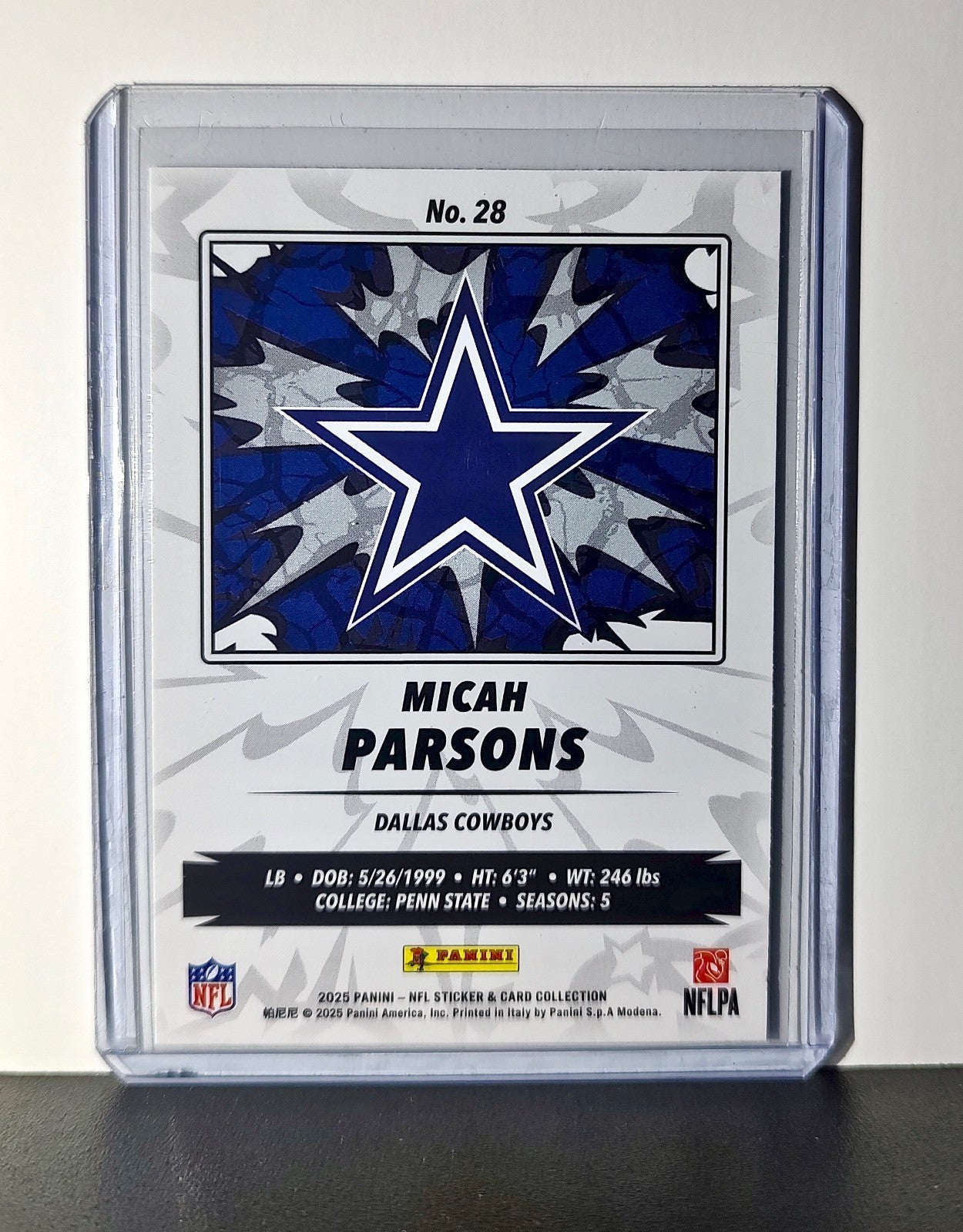 Micah Parsons 2025 Panini NFL #28 Foil Sticker Card Dallas Cowboys