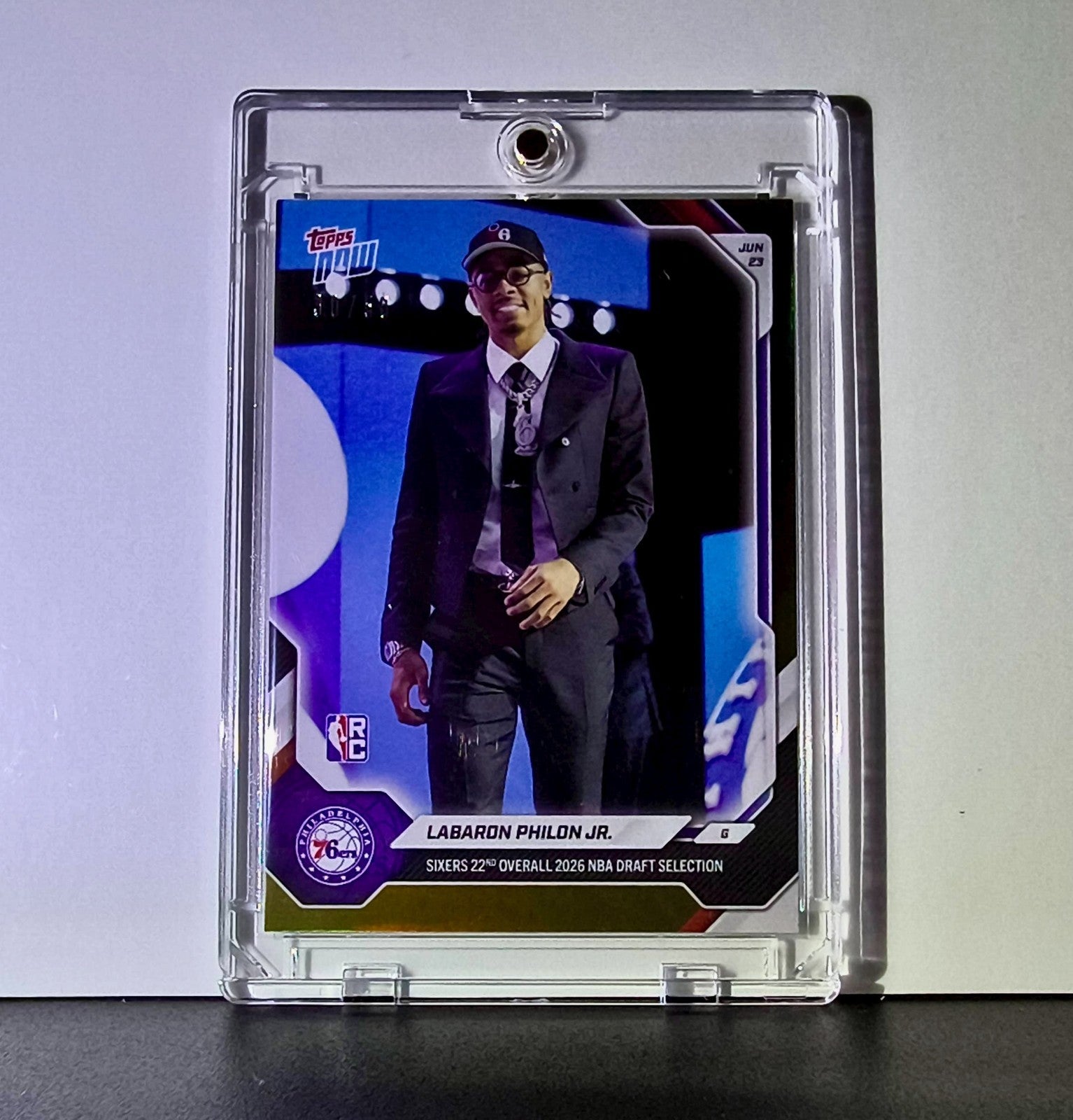 Labaron Philon Jr. Rookie 2026-27 Topps NBA Draft Night Gold Foil 30/50 76ers