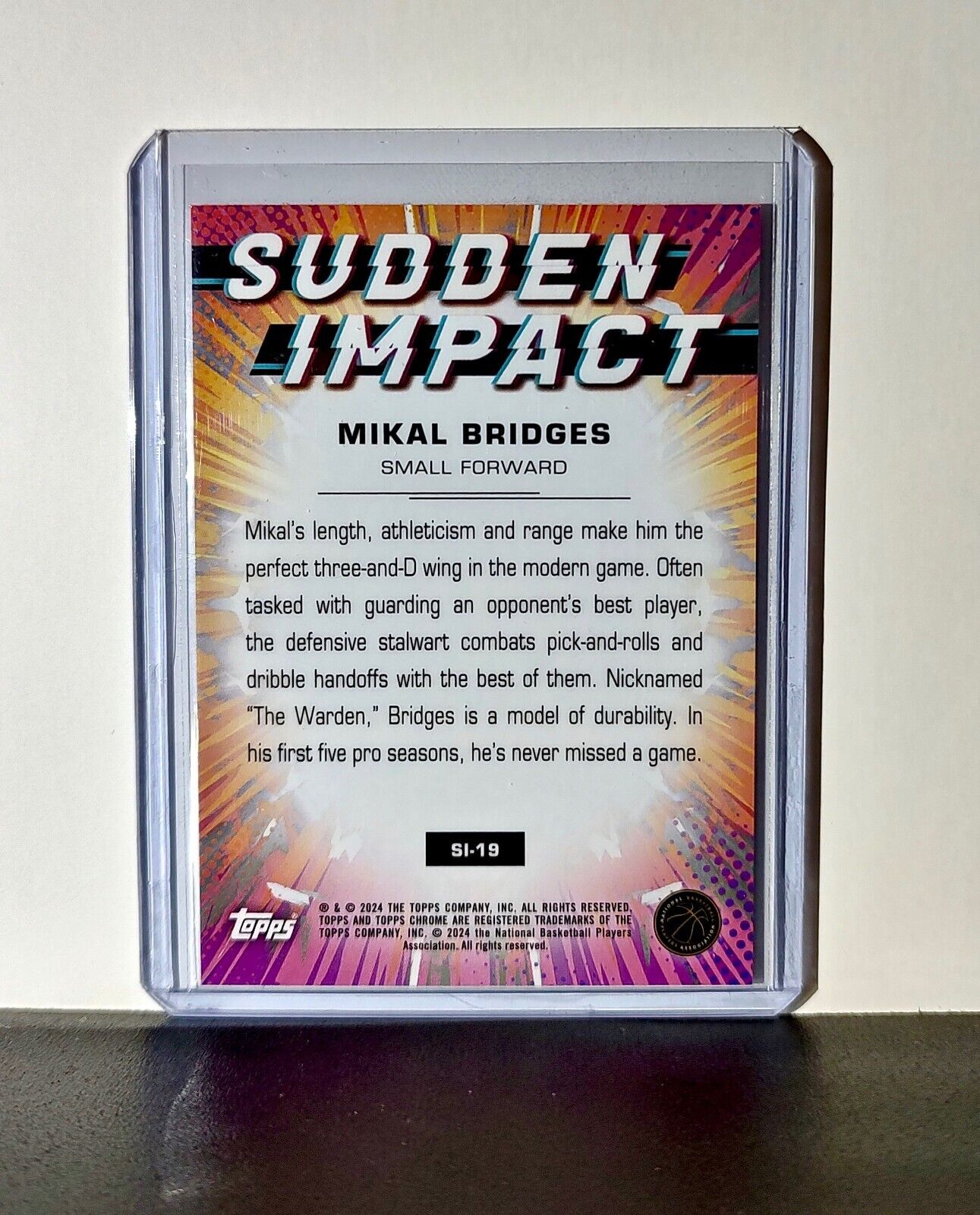 Mikal Bridges 2023-24 Topps Chrome NBA #SI-19 Card Sudden Impact Refractor Card