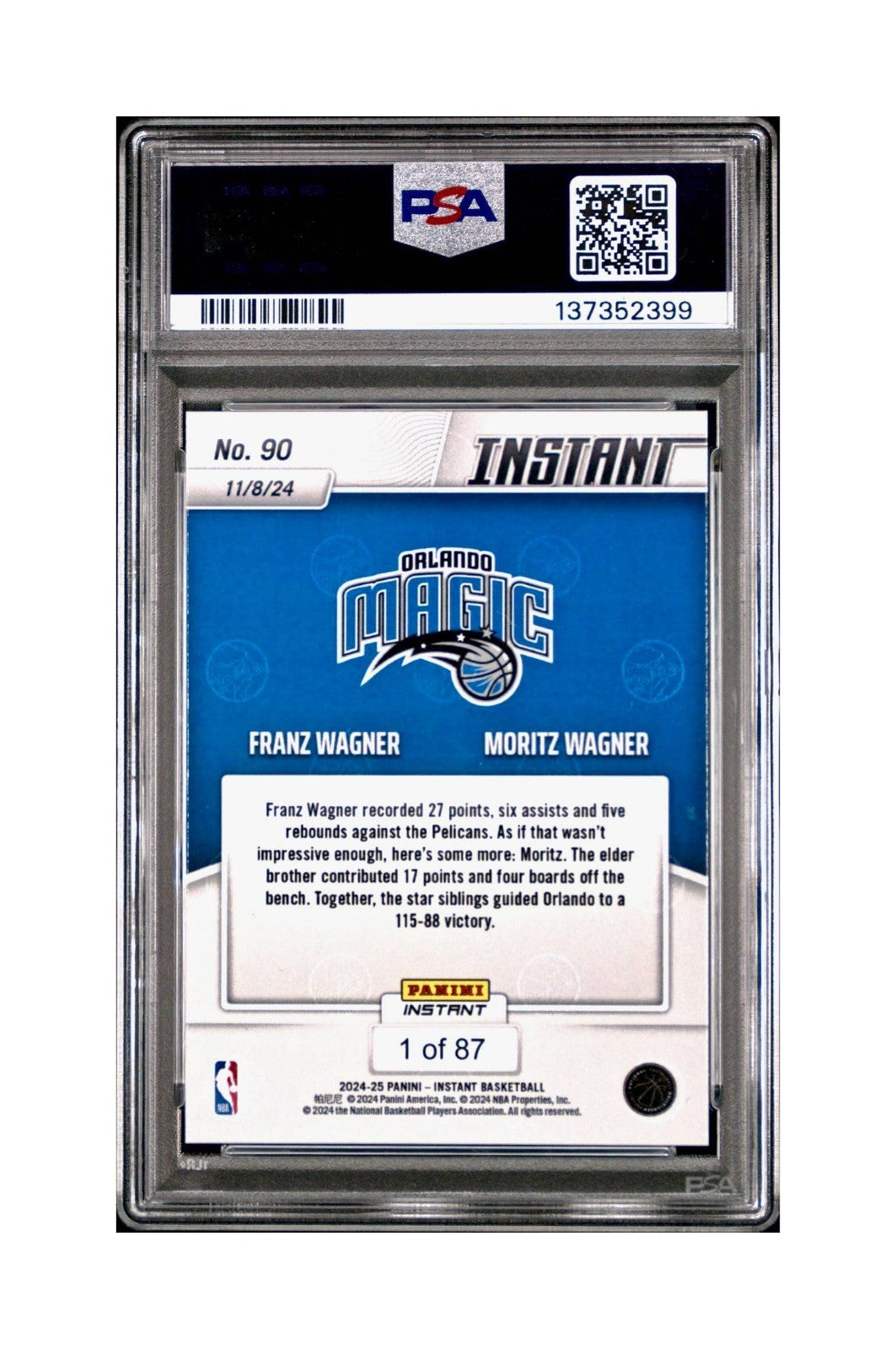 Franz Wagner / Moritz Wagner 2024 Panini NBA #90 Basketball PSA 10 Gem Mint