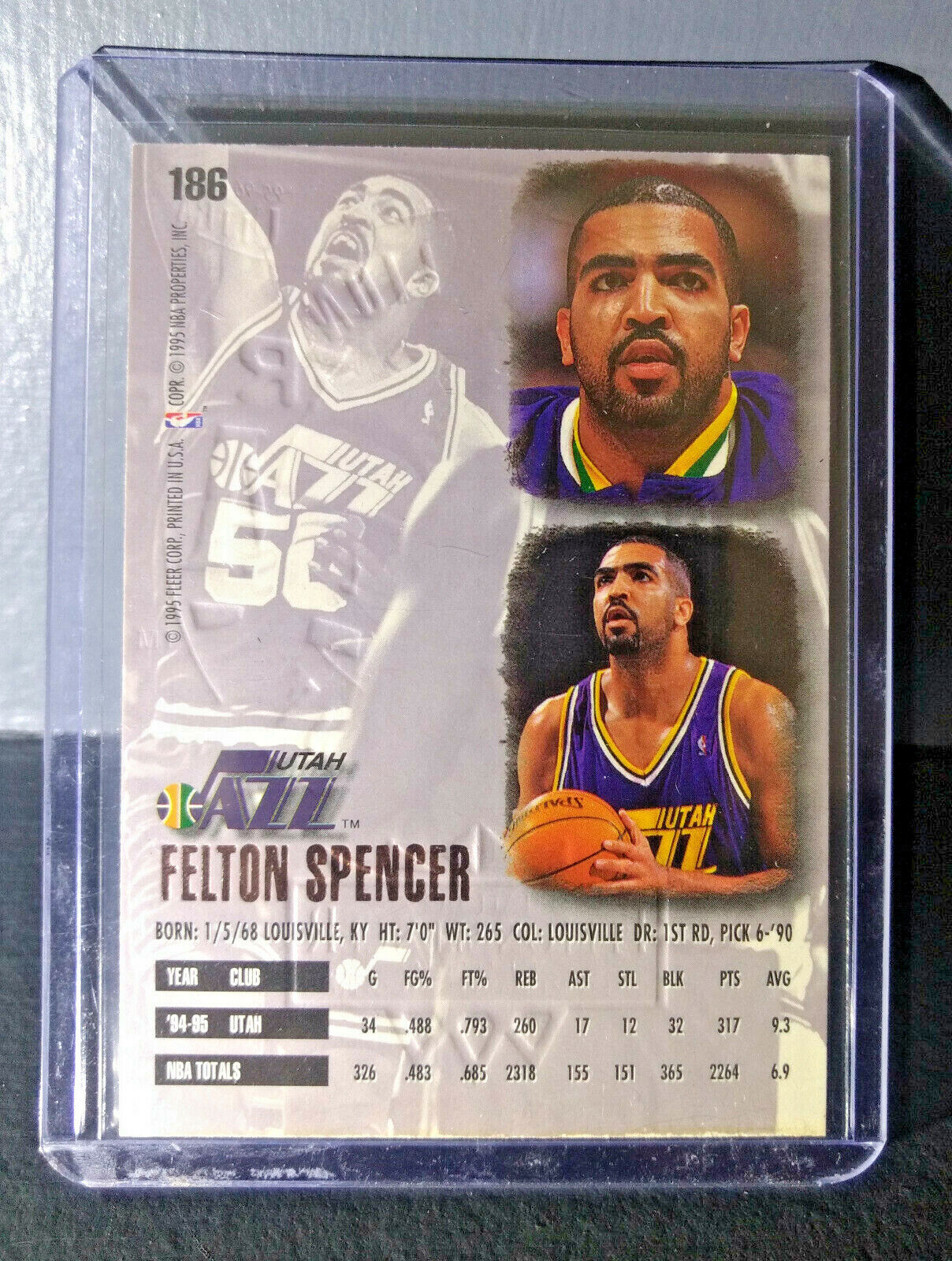 1995-96 Felton Spencer Fleer Ultra Gold Medallion #186 Basketball Card