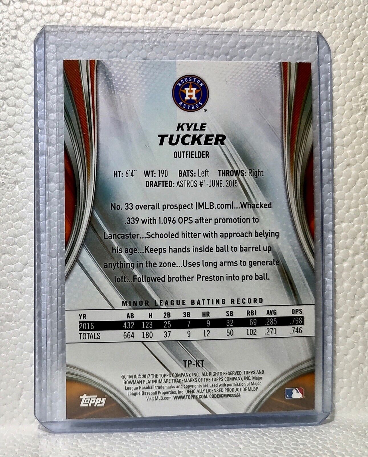 Kyle Tucker 2017 Topps Bowman Platinum MLB #TP-KT Baseball Card Houston Astros