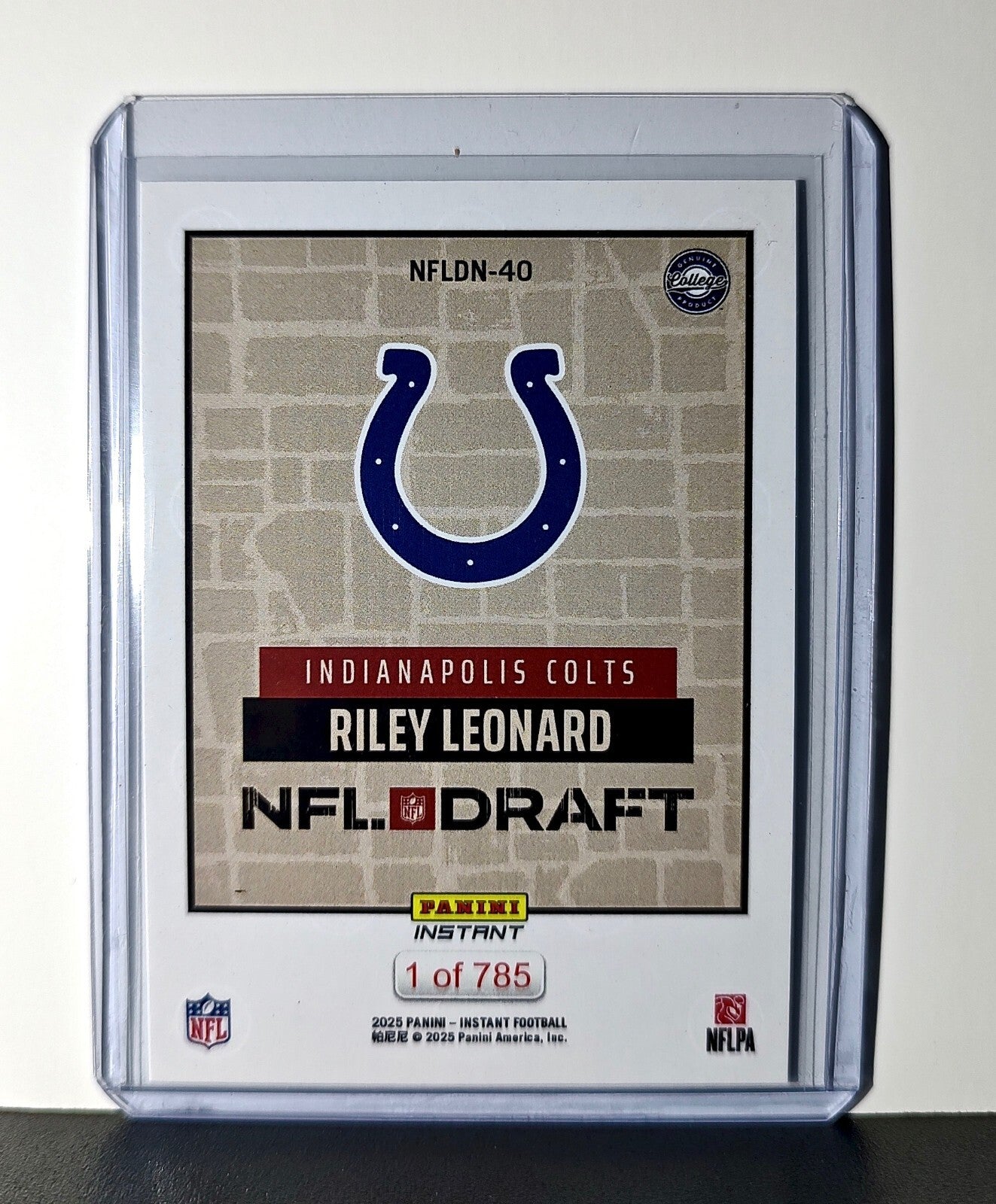 Riley Leonard Rookie 2025 NFL Draft #40 Card Indianapolis Colts 1 of 785