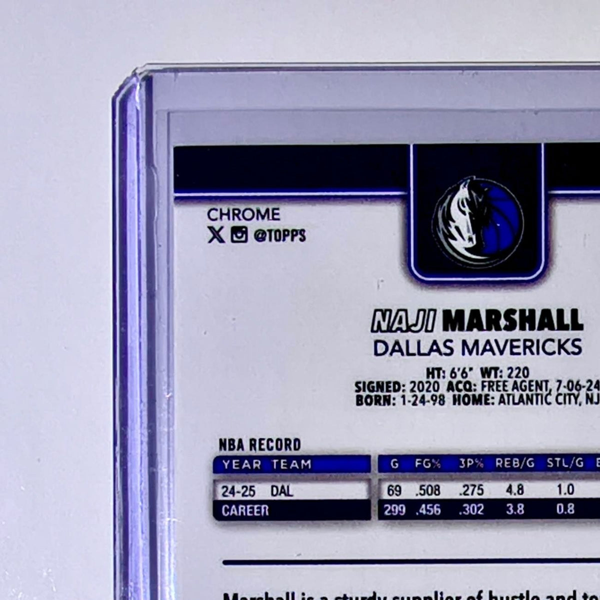 Naji Marshall 2025-26 NBA Topps Chrome Update X-Fractor #120 Card Mavericks