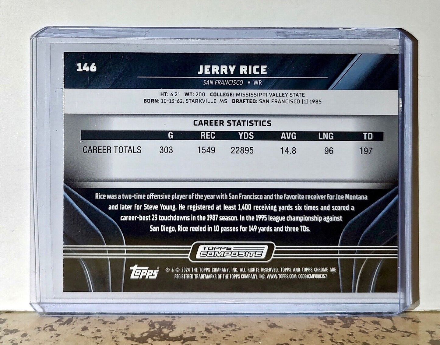 Jerry Rice 2023 Topps Chrome Black NFL #146 Football Card San Francisco 49ers