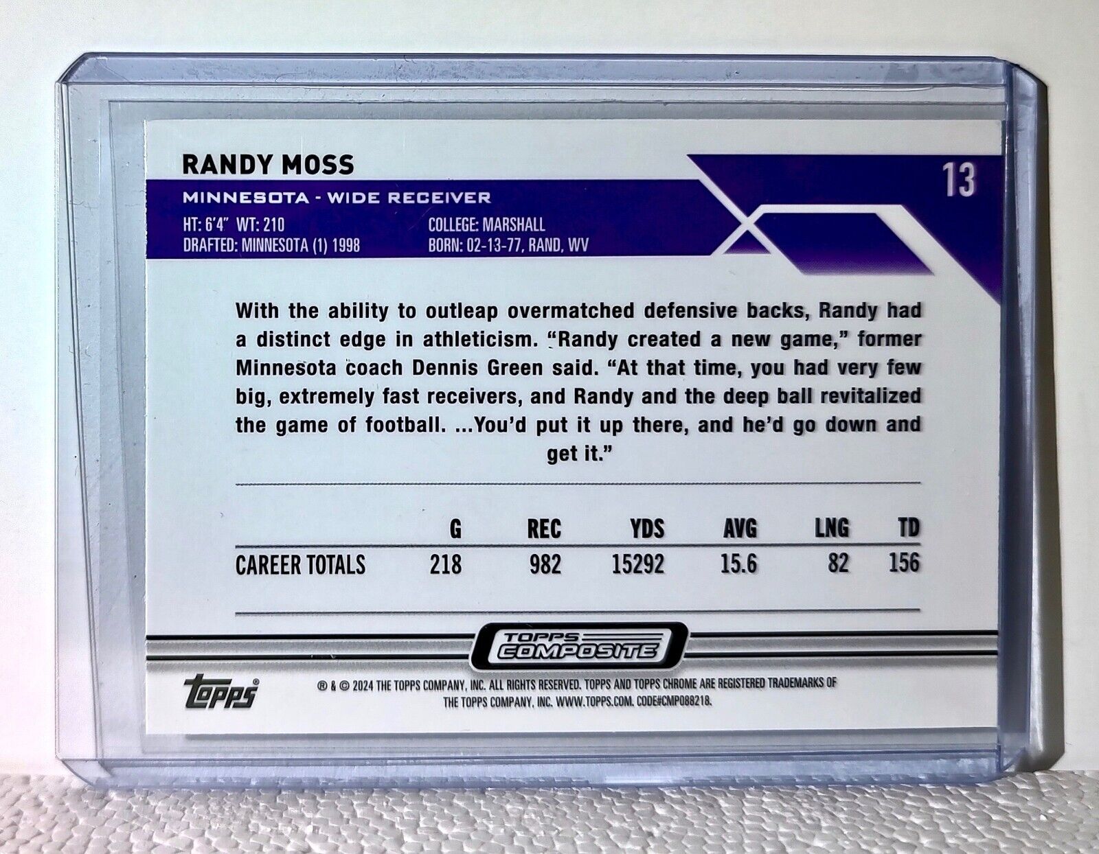 Randy Moss 2023 Topps Chrome NFL #13 Football Card Minnesota Vikings