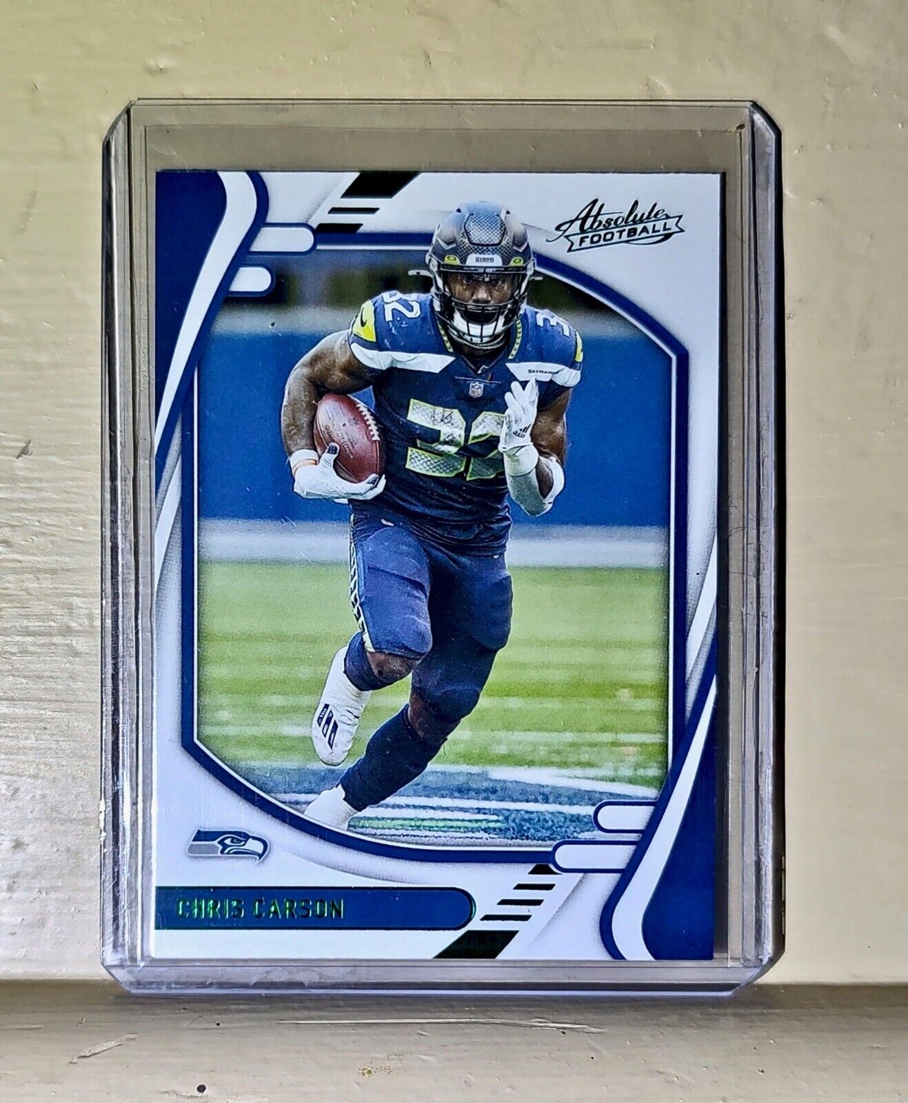 Chris Carson 2021 Panini NFL Absolute Green Parallel Football #87 Card Seahawks