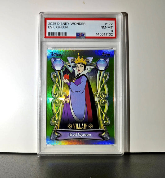 Evil Queen 2025 Topps Disney #172 Card Snow White and the Seven Dwarfs PSA 8