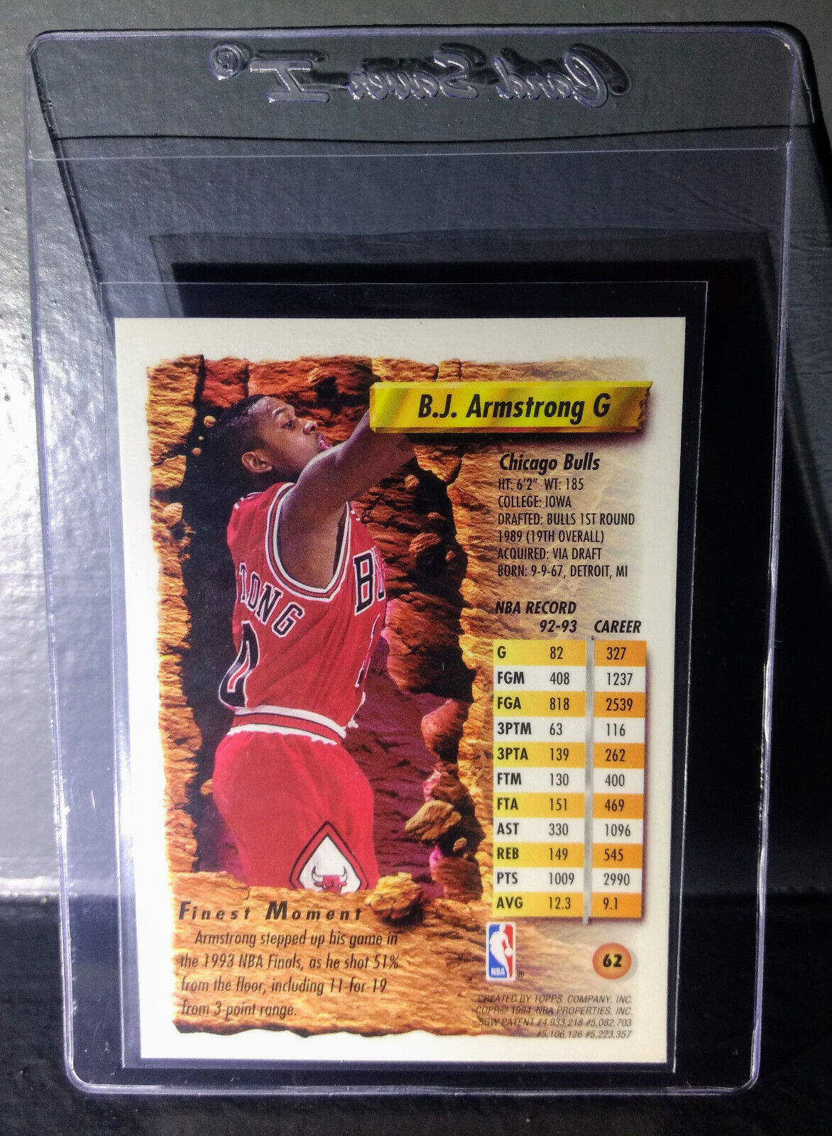 1993-94 Topps Finest B.J. Armstrong #62 Basketball Card