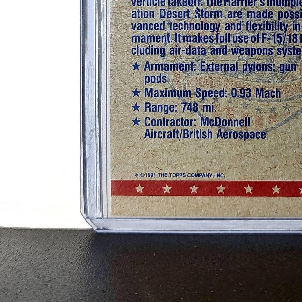 The Amazing AV-8B Harrier 1991 Topps Desert Storm #32 Card